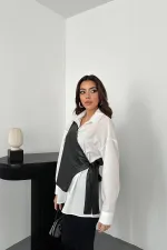 Toptan Beyaz Yandan Bağlamalı Yelek Gömlek