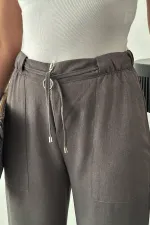 Toptan Gri Önden Fermuarlı Pantolon