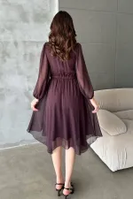 Robe asymétrique prune scintillante en gros