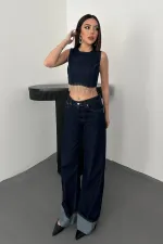 Toptan Mavi Altı Zincirli Bluz