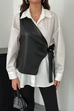 Toptan Beyaz Yandan Bağlamalı Yelek Gömlek