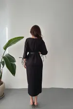 Robe fendue noire Topshop en gros