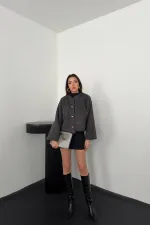 Toptan Füme Peluş Kısa Ceket