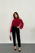 Toptan Siyah Boru Paça Jeans Pantolon