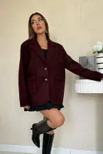 Toptan Bordo Çizgili Yün Ceket