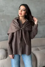 Chemises marron oversize en gros avec détail châle