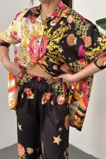 Toptan Sarı Gömlek Ve Desenli Pantolon Takım