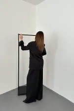 Toptan Siyah Kol Ucu Tüylü Ceket & Pantolon Takım