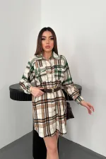 Toptan Kahverengi Oduncu Gömlek Elbise