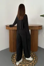 Toptan Siyah Uzun Kollu Alt Üst Takım