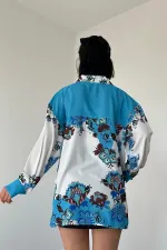 Chemise imprimée à fleurs bleues en gros