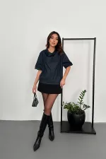 Chemisier en jean bleu en gros