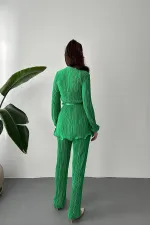 Toptan Yeşil Piliseli Kuşaklı Takım