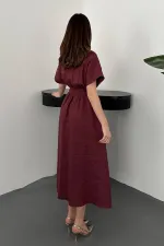 Toptan Bordo Gömlek Elbise