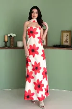 Toptan Sarı Boyundan Fularlı Elbise