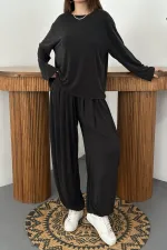 Toptan Siyah Uzun Kollu Alt Üst Takım