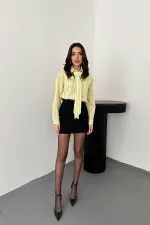 Wholesale Yellow Halter Neck Striped Shirt