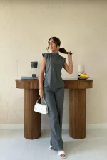 Ensemble de chemises à boutons de manchette gris Zero en gros