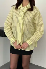Wholesale Yellow Halter Neck Striped Shirt