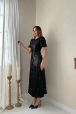 Robe noire à paillettes en gros