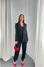 Toptan Lacivert Çizgili Üçlü Takım