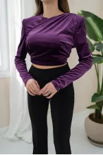 Chemisier en velours violet en gros