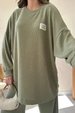 Ensemble pull et pantalon en velours côtelé classique Mint en gros