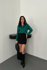 Toptan Zümrüt Saten Gömlek