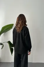 Toptan Siyah Çıtçıtlı Süet Gömlek