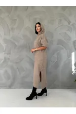 Robe à capuche beige en acrylique en gros