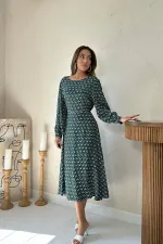 Robe verte fluide à motifs en gros
