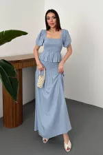 Toptan Mavi Gipeli Keten Takım