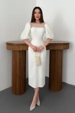 Robe en tulle ornée de perles blanc cassé, vente en gros