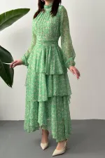 Robe verte détaillée à la taille en gros