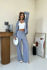 Ensemble chemise et pantalon ample gris Alice en gros
