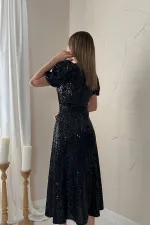 Robe noire à paillettes en gros