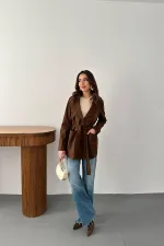 Toptan Camel Süet Bağlamalı Ceket