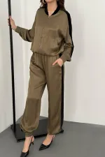 Survêtement rayé en satin et velours menthe, vente en gros