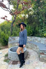 Veste fumée en gros avec rabat de poche et ceinture