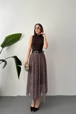 Jupe en tulle à carreaux marron en gros