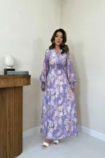 Robe en mousseline de soie Gipel lilas en gros