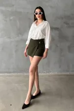 Jupe courte à boucles kaki en gros