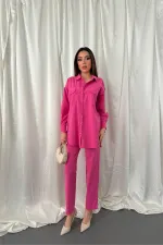Ensemble chemise fuchsia et pantalon à pression en gros