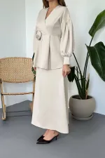 Toptan Bej Gül Detaylı Takım