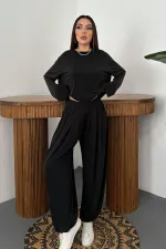 Toptan Siyah Uzun Kollu Alt Üst Takım