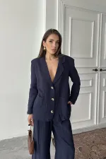 Toptan Lacivert Oversize Müslin Takım