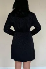 Robe jacquard noire à motifs en gros