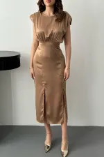 Wholesale Helen Dress with Mink Skirt and Slit