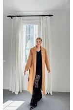 Toptan Camel Kuşaklı Midi Kaban