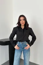 Chemises en popeline noire Peto avec poches, en gros